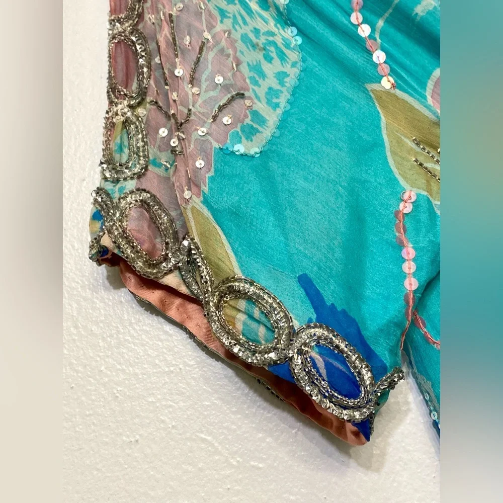 Judith Ann Creations Inc Vintage 2 Piece Silk Sequin Embellished Skirt Set Large - Picture 9 of 15